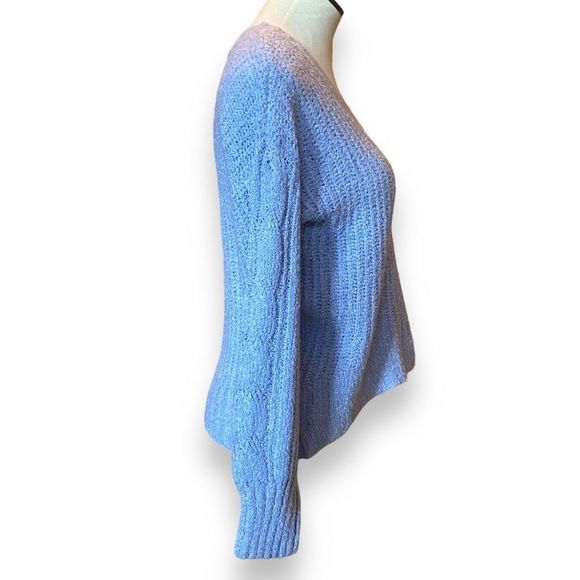 🎈SO Baby Blue Soft Cropped Sweater Size XS Oversized - Picture 3 of 8